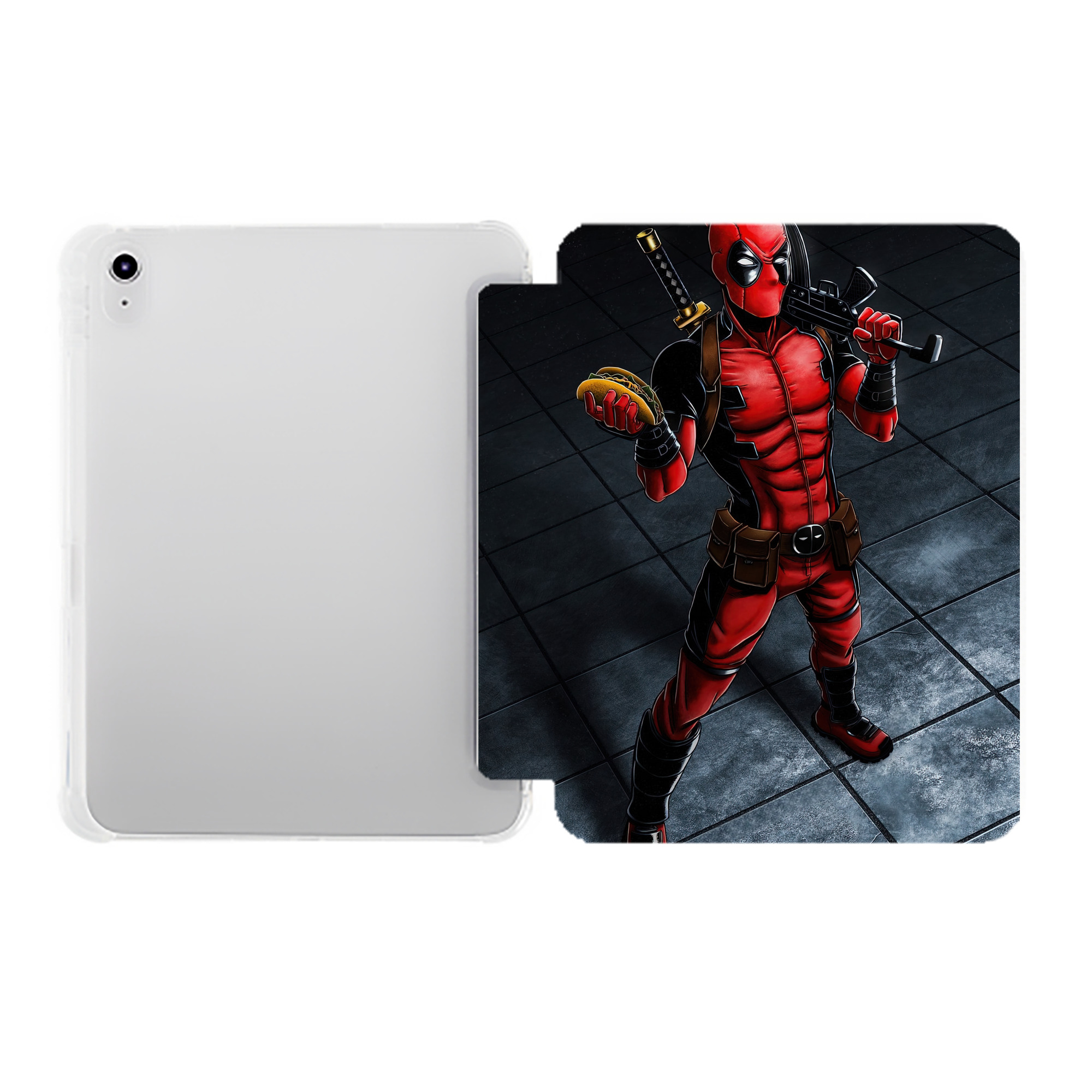 （画像用） Deadpool デッドプール IPad ケース ペン収納付き 三つ折りスタンド PUレザー×シリコン 対応機種9.5/10.5/10.9インチ